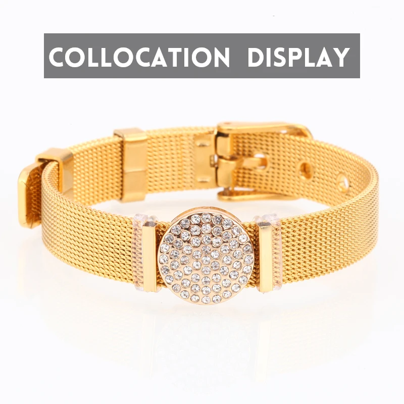Mcllroy Gold Stainless Steel Mesh Bracelets for women Diy personalized Charm Brand Bracelet Bangle couple Jewelry Gift valentine