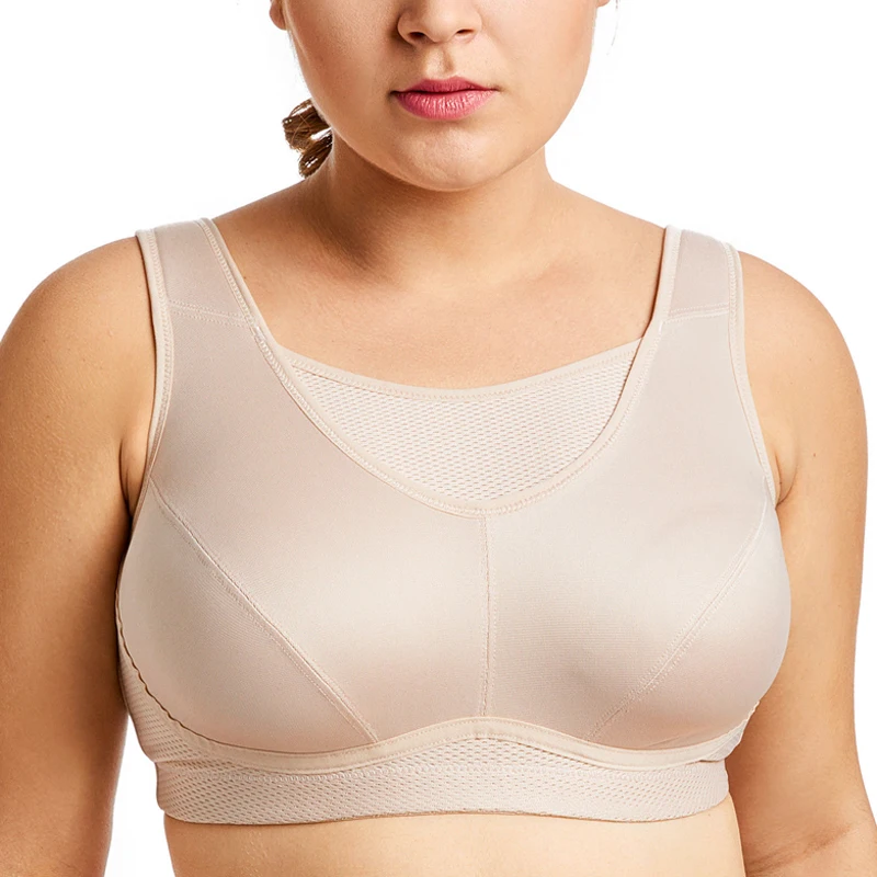 

Drop Ship Wholesales Women's Plus Size High Impact No-Bounce Full Coverage Wire Free Bra 36 38 40 42 44 46 48 C D DD E F