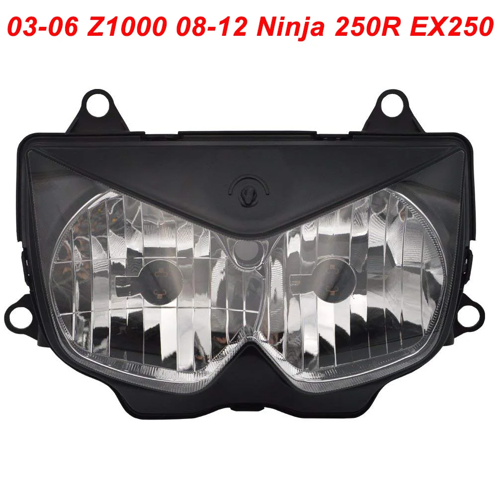 

For Kawasaki 03-06 Z1000 08-12 Ninja 250R EX250 Motorcycle Front Headlight Head Light Lamp Headlamp CLEAR 2003 2004 2005 2006
