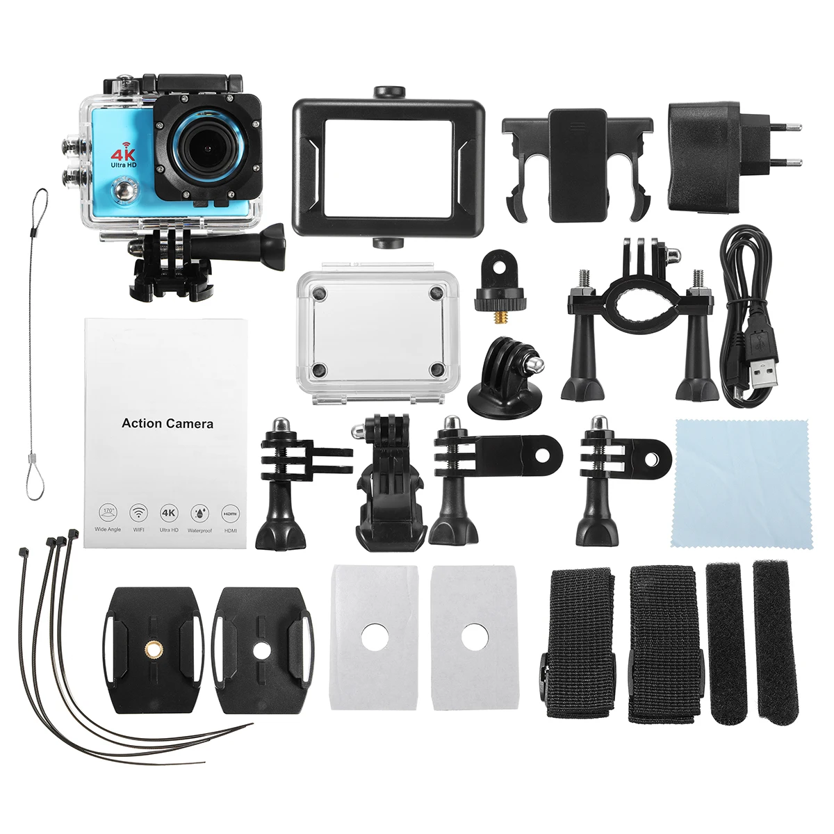 Ультра HD 4K Экшн-камера 30 м водонепроницаемый 2,0 'экран 1080p Спортивная камера go extreme pro cam - Цвет: Синий цвет