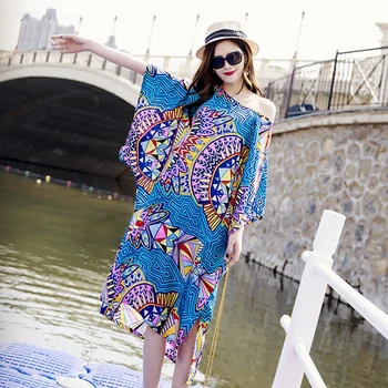 

2018 Dress Summer Bohemia Thailand Nepal Holiday Dress Loose Thin Dress