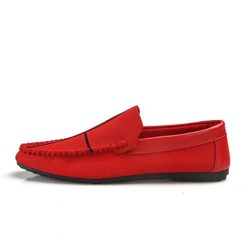 Hommes Mocassins Ballet Sur En Respirant Designer rouge Noir Mesh Mode Cuir Glissement Conduite Causalité Chaussures De Appartements Paresseux Les Italien Rouge Air qtfFcIWwU