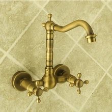 2 ручки настенный античный латунный кухонный кран туалетный кран вращающийся Смеситель кран banheiro 5290