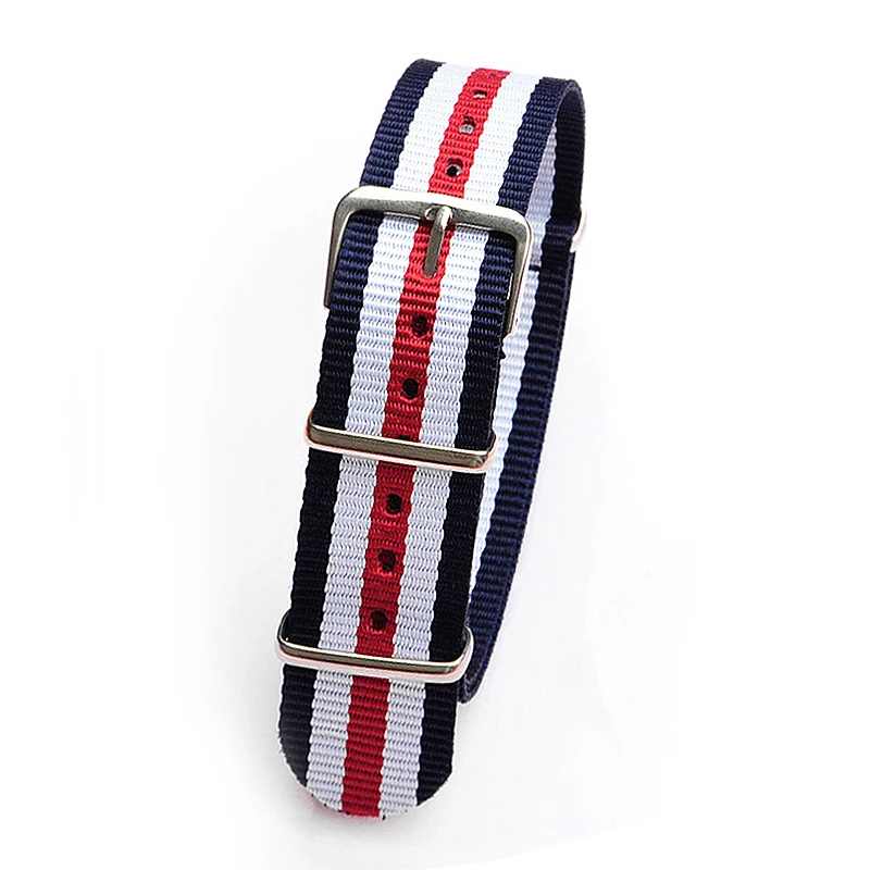 Buy 18 20 22 24mm dark blue white red Sport nato fabric watch band straps