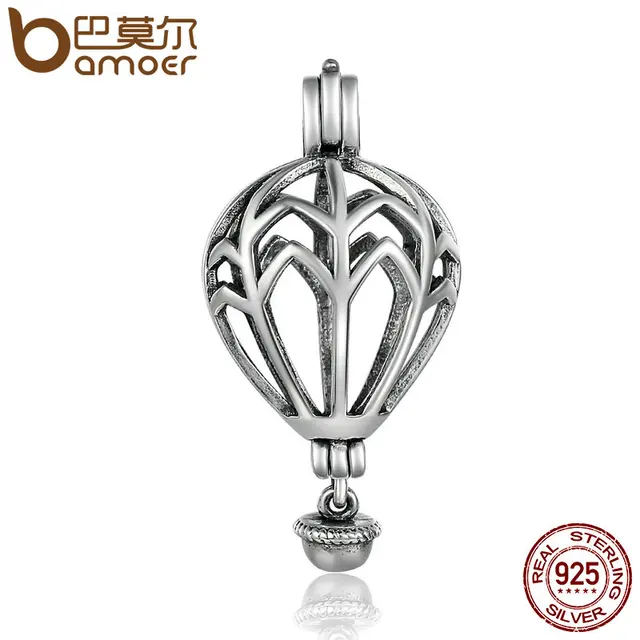 Bamoer Hot 925 Sterling Silver Air Balloon Cage Pendant Fit Bamoer Hot 925 Sterling Silver Air Balloon Cage Pendant Fit Chain Necklaces For Women Authentic