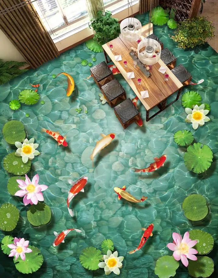 

3d floor decoration Custom wallpaper 3d floor waterproof self-adhesive floors 3D photo PVC wallpaper