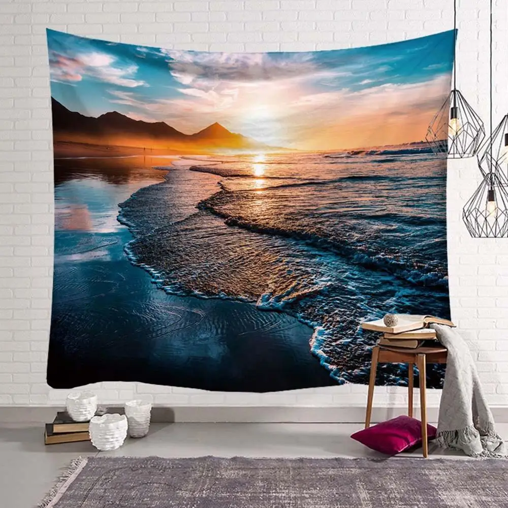 Красивый вид на море настенный гобелен домашний декоративный полотенце пляжное Пикник пледы ковер одеяло коврик Мандала Приморский Пейзаж Tapisserie - Цвет: Seaside Scenery 1