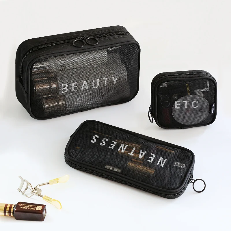 Women Travel Functional Cosmetic Bag Zipper Make Up Transparent Clear