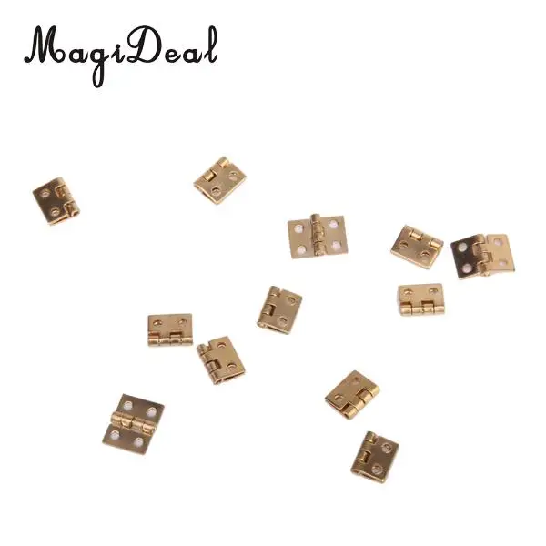 MagiDeal 12Pcs/Set Mini Cabinet Closet Mini Hinge for 1/12 Dollhouse Miniature Furniture DIY Toys Golden