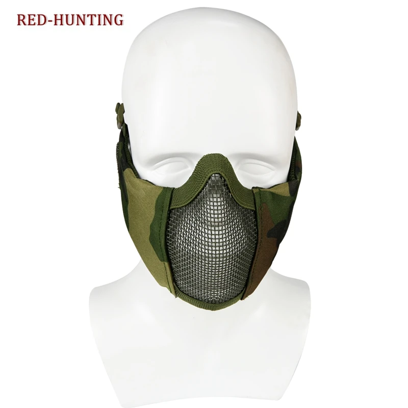 Регулируемая Складная Половина лица Нижняя маска страйкбол сетка маска с защитой уха для страйкбола/охоты/пейнтбола