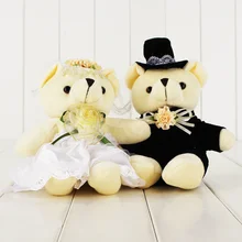 20 см, для свадебного украшения плюшевые игрушки милые счастливые Свадебные любовь медведь мягкие куклы автомобиль Oranment подарок