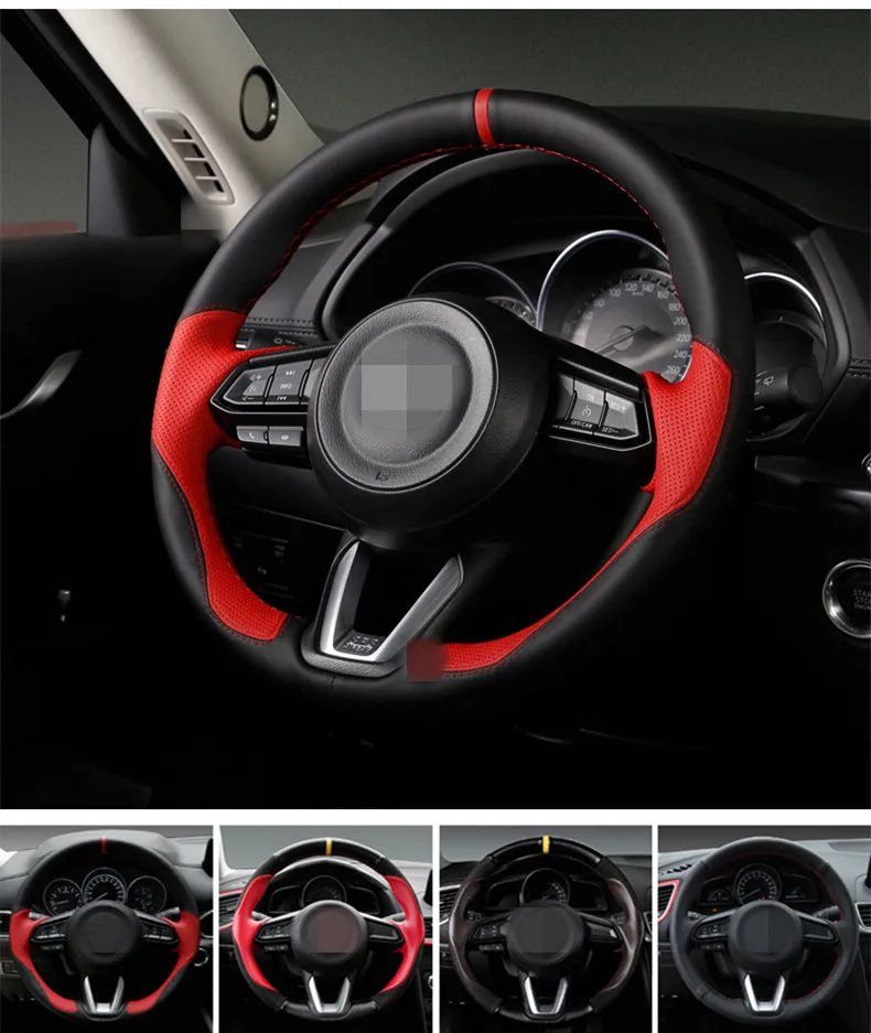 Чехлы на руль оплетка из мягкой кожи автомобиля аксессуары для салона Mazda 3 axela 2014