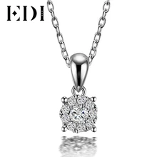 EDI классическое Настоящее натуральное бриллиантовое ожерелье для женщин 18K ТВЕРДОЕ из белого золота с бриллиантами с 16 'ожерелье цепочка Свадебные украшения