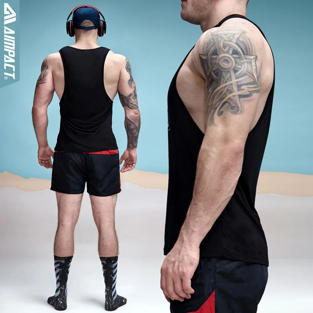 Мужской яркий жилет Aimpact с низким вырезом для тренировок AD26|low cut armholes|tank top low cutmen