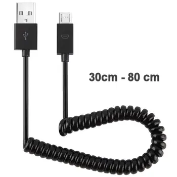 

High Charging Speed Micro USB 2.0 Male Spring Retractable Coiled Data Cable Stretch Charge Line For Android Smartphone