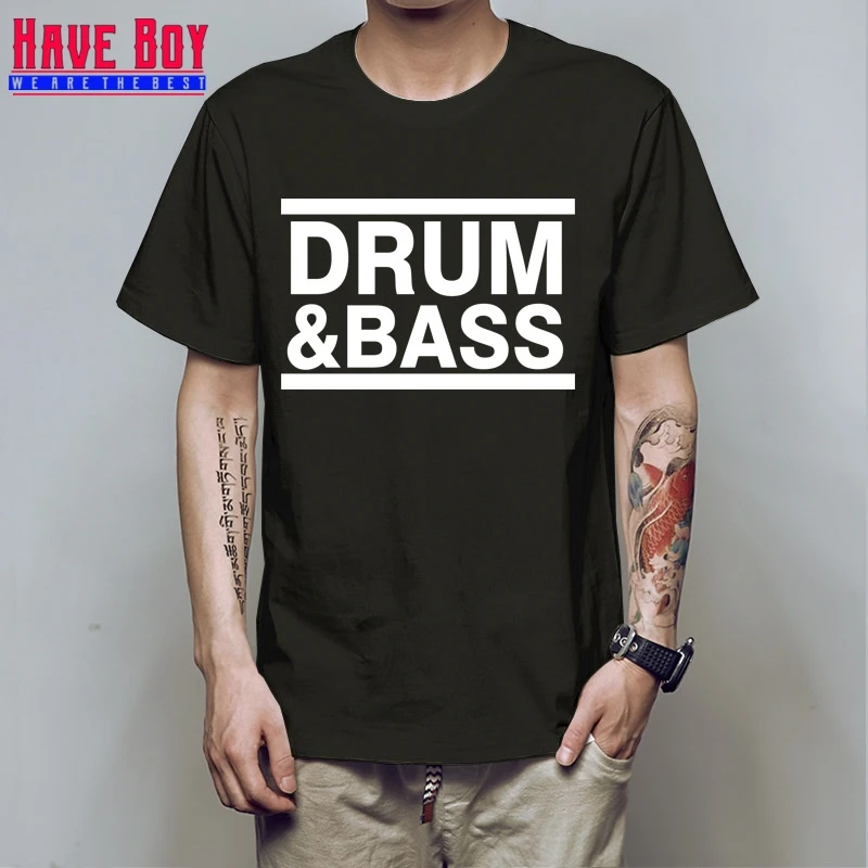 HAVE BOY Music DRUM N BASS DNB RUN DMC Мужская футболка с надписью хип хоп футболки мужские