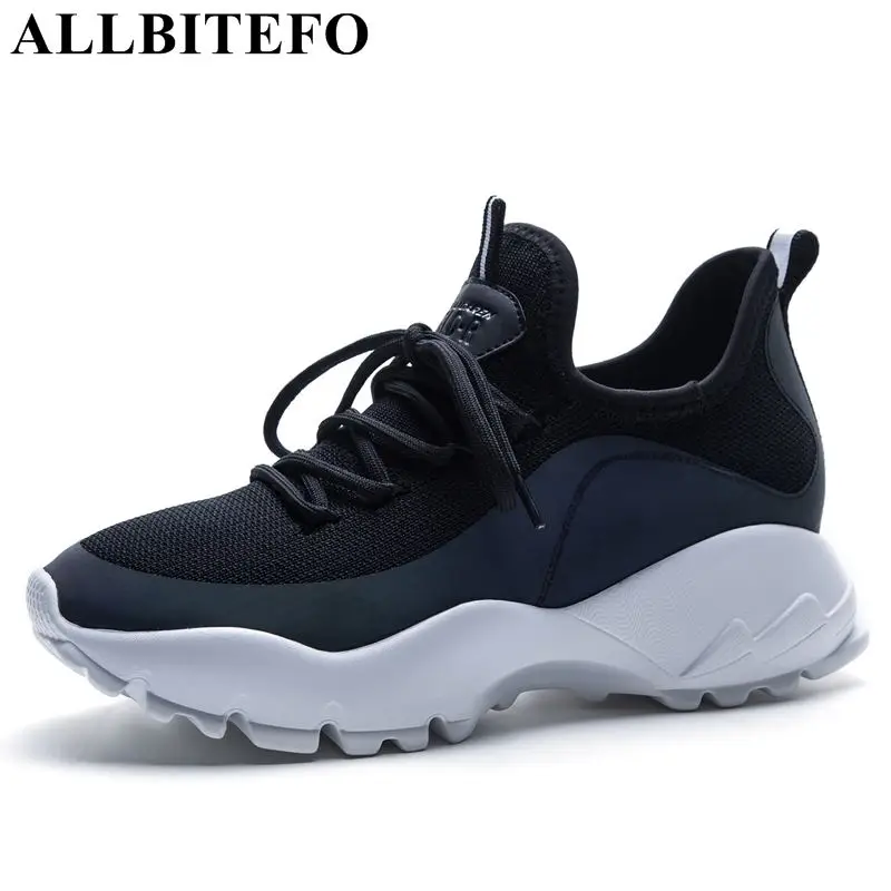 

ALLBITEFO brand fashion comfortable breathable mesh women flats platform ladies sport sneakers cross tied shoes woman sneakers