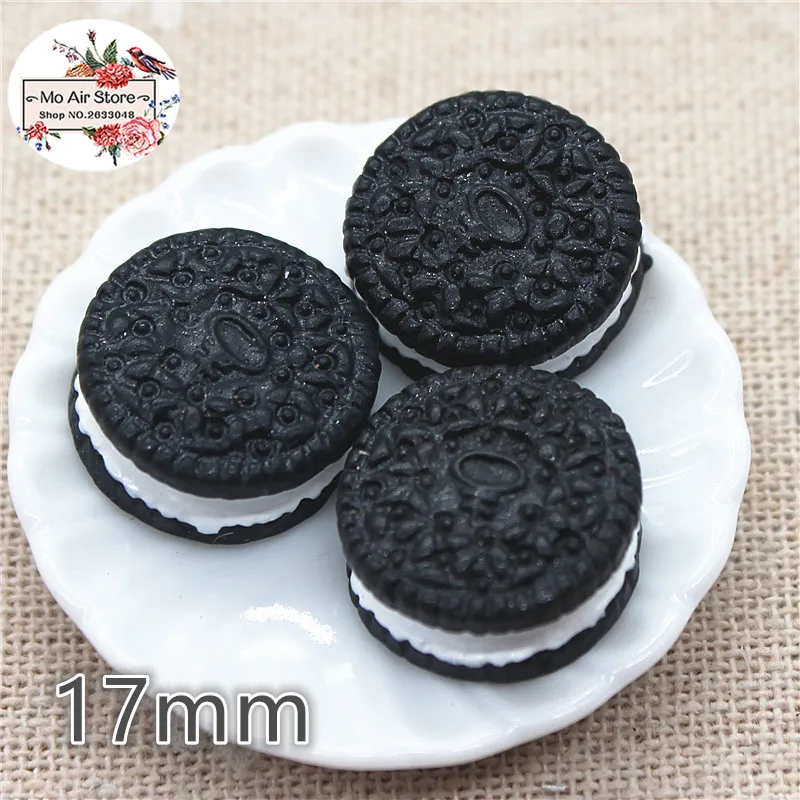 10 шт 17 мм милые Oreo смолы Flatback кабошон миниатюрные продукты питания художественные поставки украшения Шарм ремесло DIY