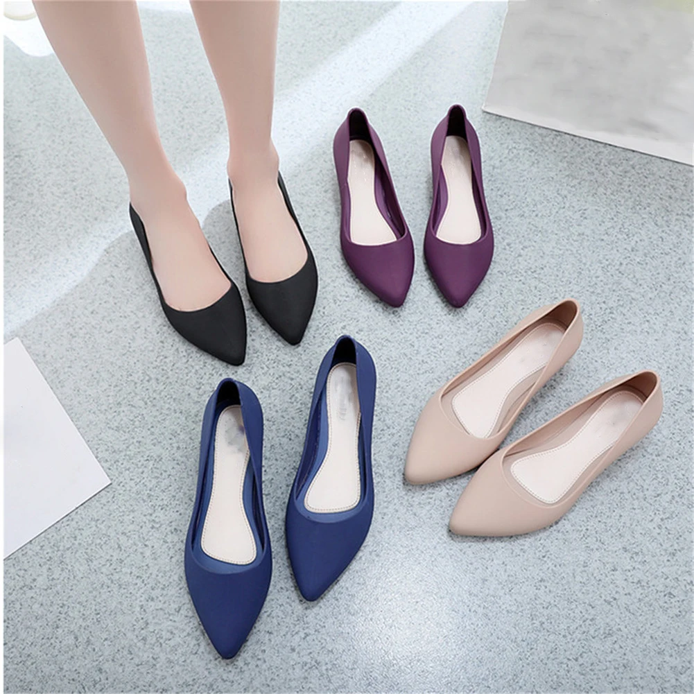 

Women Pointed Shallow Mouth Single Shoes Simple Style Lady Frosted Surface Wedge Non-slip Work Shoes Solid Women Shoes 2019 New