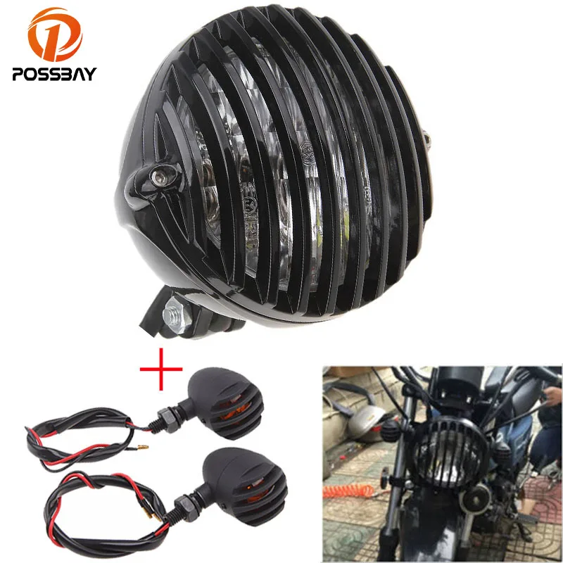 

POSSBAY Retro Motorcycle Headlight Lamp Turn Signal Indicator Blinker Light For Honda BMW Harley Suzuki Cafe Racer Bobber