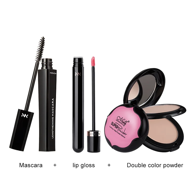 MENOW Make up набор легкий консилер стерео бронзирующий двухслойный порошок и Водостойкая тушь для ресниц и Увлажняющий блеск для губ Косметика 5483 - Цвет: 3pcs make up set