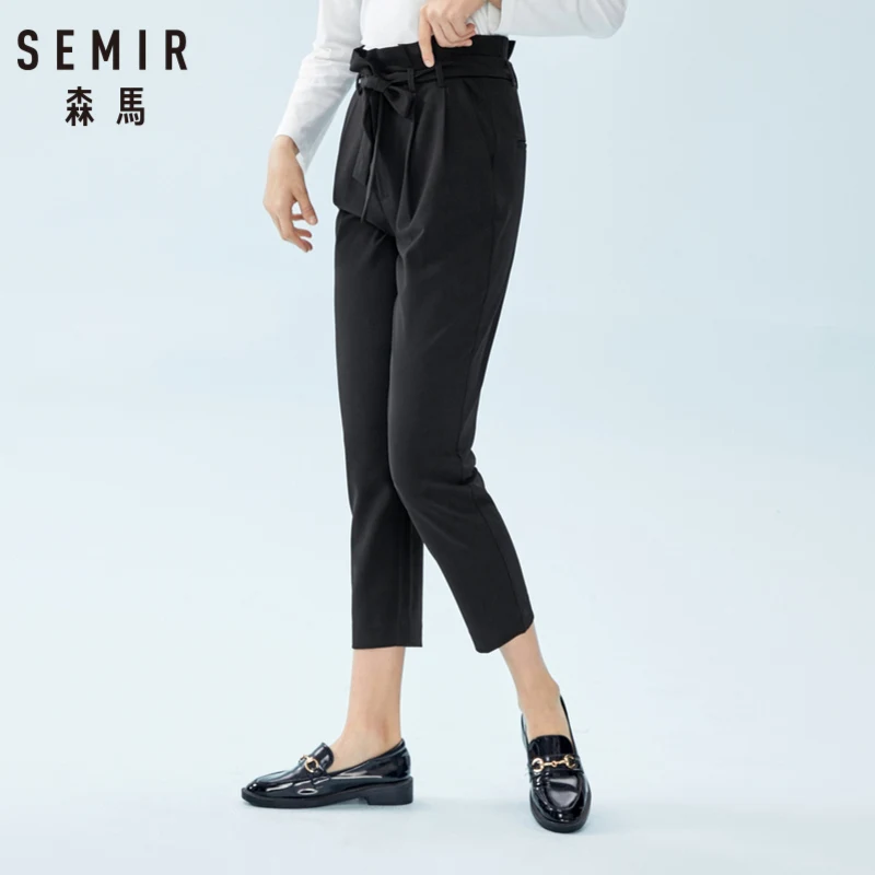 Брюки SEMIR женские бумажные до щиколотки со съемным поясом и косым карманом