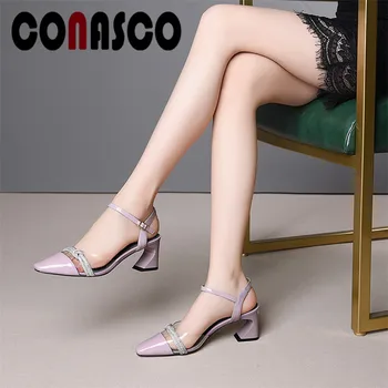 

CONASCO Women New Pumps Brand Design High Quality Concise Sandals Strange High Heels Summer Wedding Shoes Woman Buckle Sandals