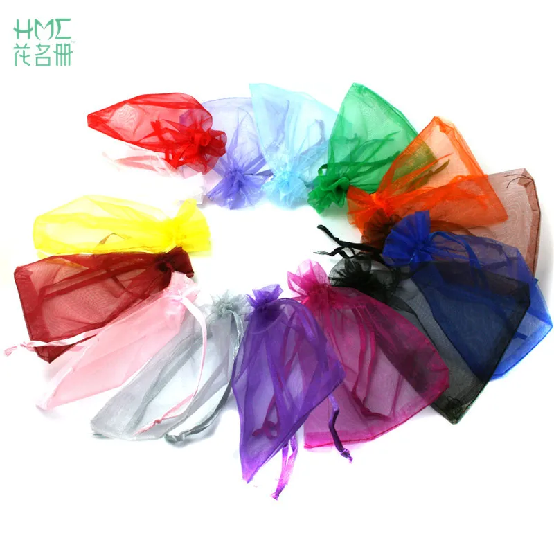 

7x9cm 10pcs/bag Organza Bags Wedding Pouches Nice Gift Bag 16 Colors Selection Jewelry Packaging Transparent Gauze Bag