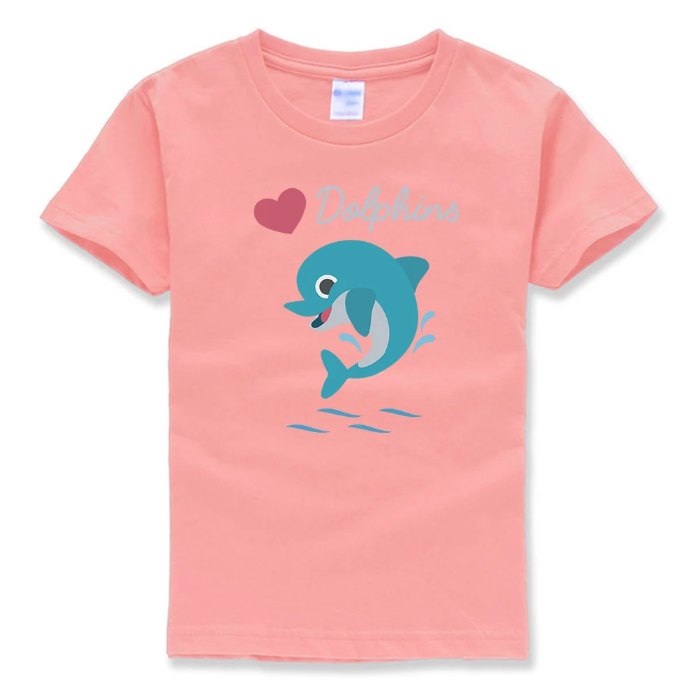 Футболка для девочек с надписью I Love Dolphins облегающая детская одежда 3 12 лет