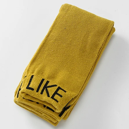 От 3 до 12 лет теплые хлопковые леггинсы для маленьких девочек теплые штаны до щиколотки для детей, детские брюки для девочек с вышитым английским алфавитом весенние штаны - Цвет: Yellow