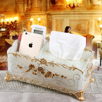 

European style paper towel box multifunctional desktop paper box paper resin box drawing room remote control box