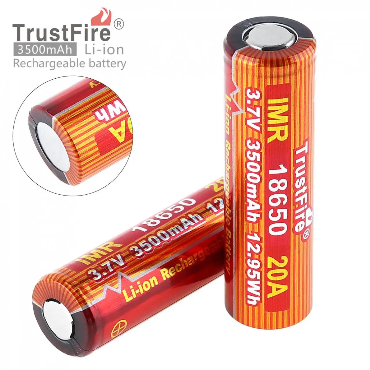 

TrustFire 2pcs IMR 18650 3.7V 20A 3500mAh Li-ion Rechargeable Battery with Safety Relief Valve for LED Flashlight / Headlamp