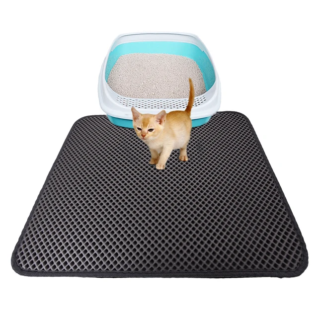Double-Layer Waterproof Cat Litter Mat High Elasticity EVA Foldable Honeycomb Sifting Sanitary Pet Cats Litter Trapper Pad S/M/L