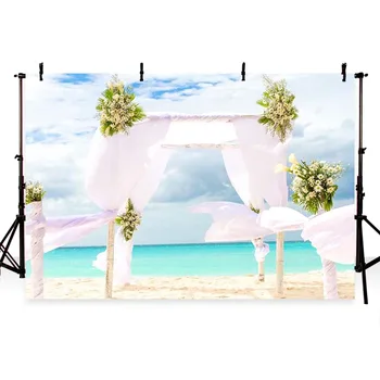 

Sea Beach Photography Backdrop, Wedding summer party stage Photobooth background, seaside photo props for studio newborns G-226