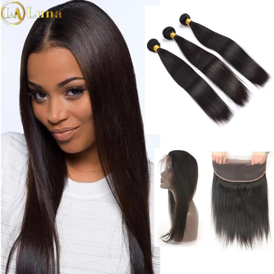 360 Lace Frontal With Bundle Brazilian Hair Weave Bundles With Lace