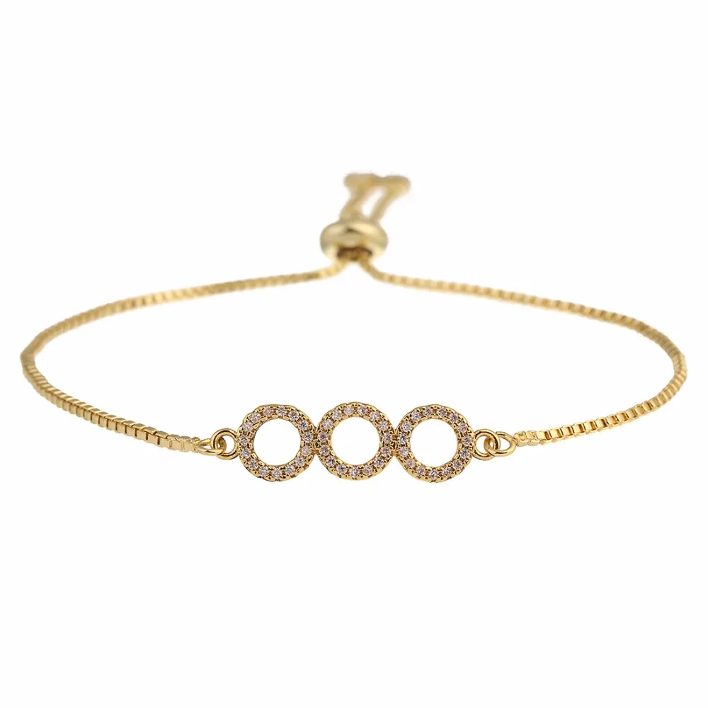 Louleur кристаллы Круглый Шарм Браслеты для Для женщин микро проложили кубического циркония серебро Цвет регулируемый цепь браслет Femme