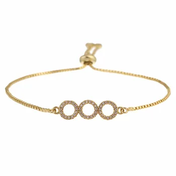 

Louleur Crystals Round Charm Bracelets for Women Micro Paved Cubic Zirconia Silver Color Adjustable Chain Bangle Bracelet Femme