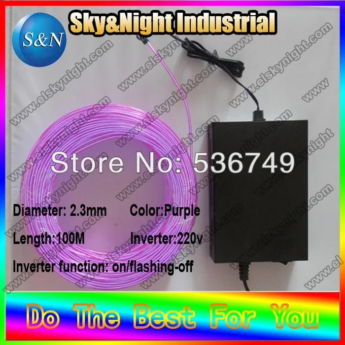 Special Price Ten Colors 100M Flexible Neon Light Glow EL Wire Rope With 220V inverter for home decoration+Free Shipping