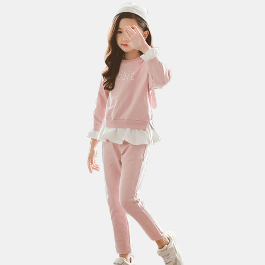 

Teen Girls Clothes Set Patchwork Shirt+Pants 2 Pcs Autumn Costume For Girls Sequins Big Kids Clothes Spring Girls Clothes 4-14 Y