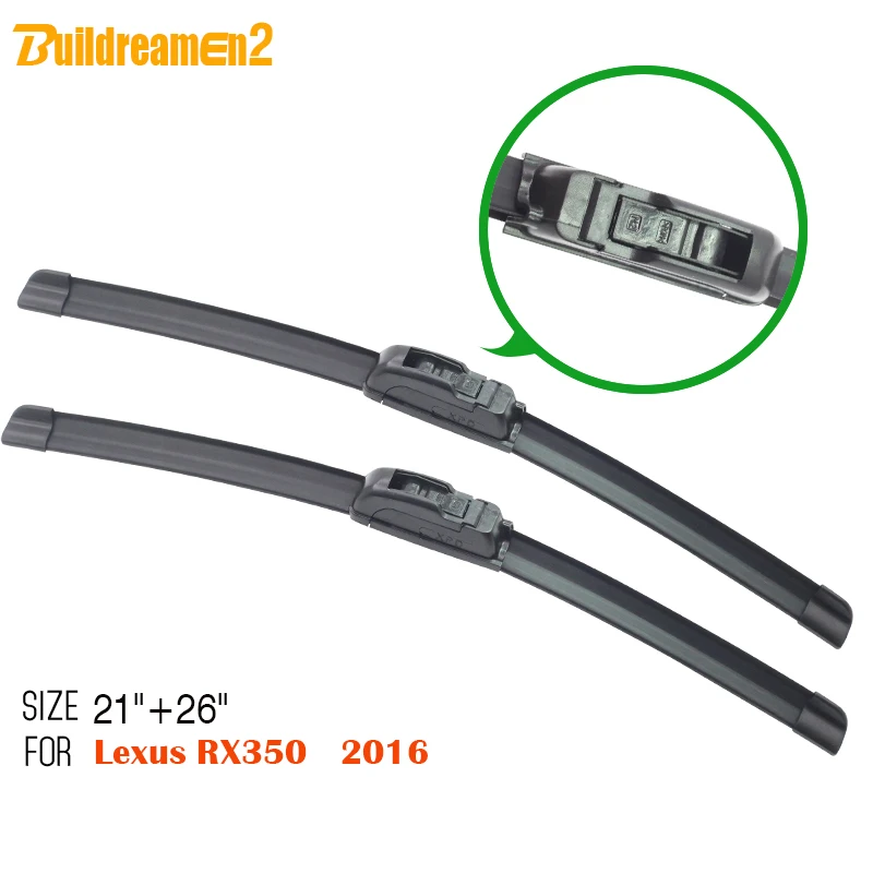 

Buildreamen2 2 Pieces Car Bracketless Windscreen Wiper Soft Rubber Windshield Wiper Blade For Lexus RX350 2016
