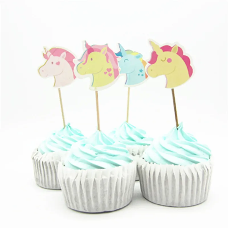 24 шт./лот Единорог кекс ботворезы выбирает для Happy День рождения baby shower декор для мальчиков и девочек рождественские украшения для дома торт