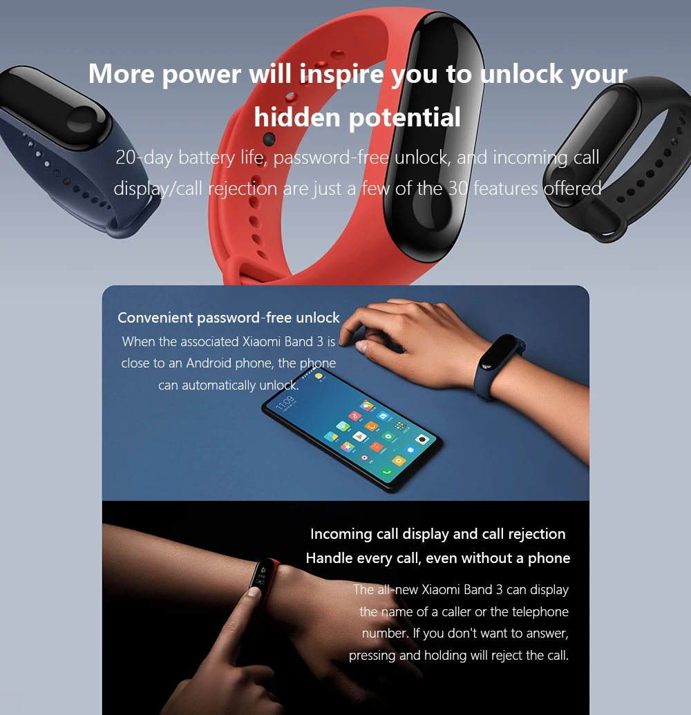 Xiaomi Mi группа 3/2 мгновенном сообщением фитнес-трекер для измерения сердечного ритма OLED Сенсорный экран Водонепроницаемый Смарт Напульсники браслет