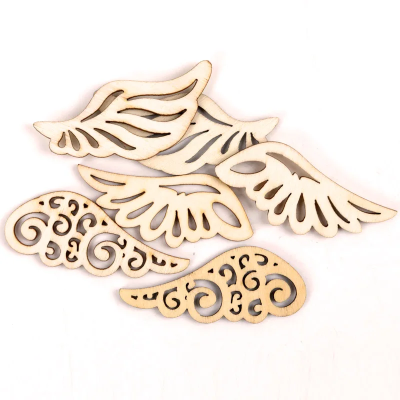 

Handmade Wooden Crafts Accessory Home Decoration Scrapbookings DIY Mix Wing Wood Ornaments 57mm 12pcs