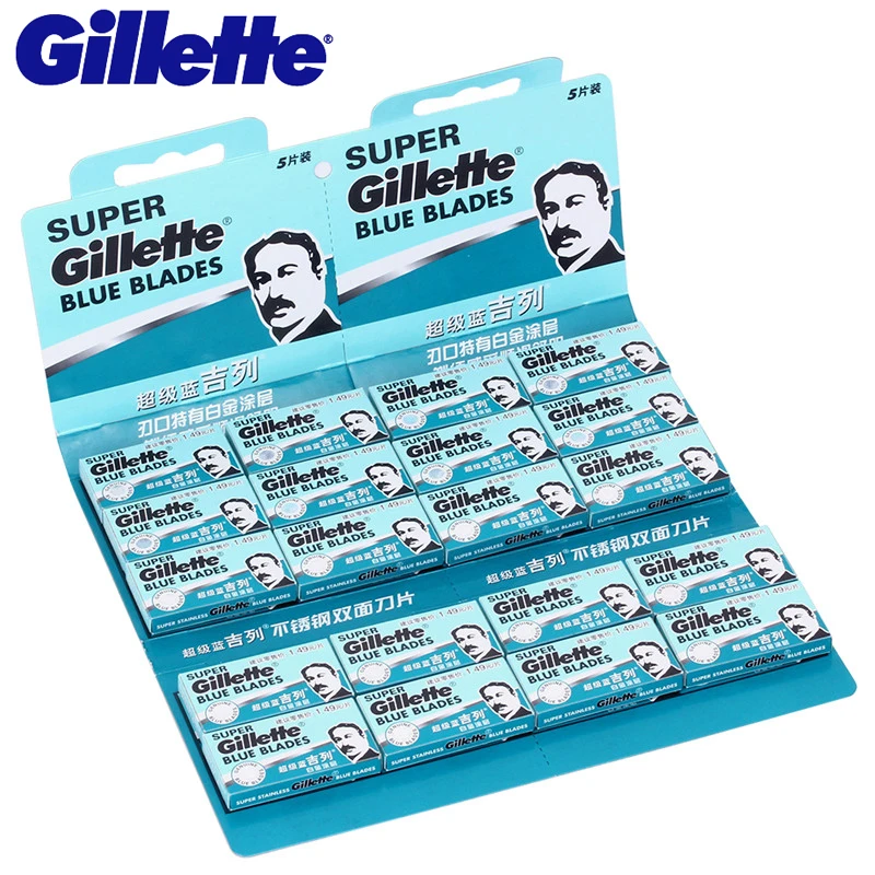 

Gillette Super Blue Shaving Razor Blades For Men Stainless Steel 5Blades x 20 Boxes Double Edge Shaver Blades Heads
