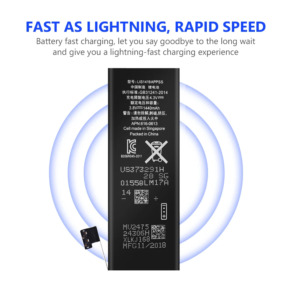 YCDC литий-ионная батарея для телефона, высокое качество, 3,8 в, 1440 мА/ч, батарея для зарядки телефона, батарея для iPhone 5, 5G, iPhone5, iP5, батареи