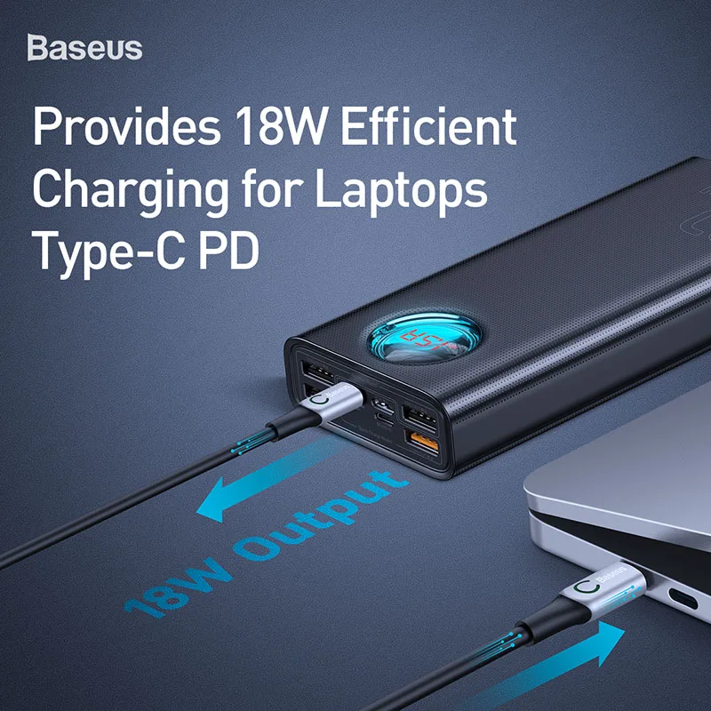 Baseus 30000 мАч Внешний аккумулятор USB C PD3.0 Быстрая быстрая зарядка 3 0 портативное