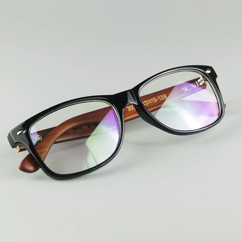 Classical Rice Rivet Frame Optical Glasses With Real Wood Legs Hand