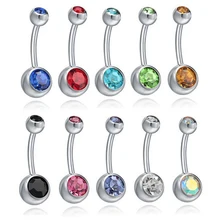 Мода 2 шт Циркон красоты блеск ювелирные изделия для женщин пупка Кнопка Кристалл простое стальное кольцо для хирургических инструментов пирсинг ювелирные изделия для тела