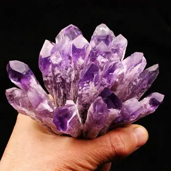 

Natural crystal rough gemstones amethyst quartz cluster crystal wand point specimen raw Healing stone