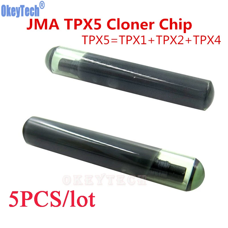OkeyTech 5pcslot Original 3 in 1 Car Key Chip JMA TPX5 Cloner Chip Glass Auto Transponder Chip Replacement for TPX1 TPX2 TPX4